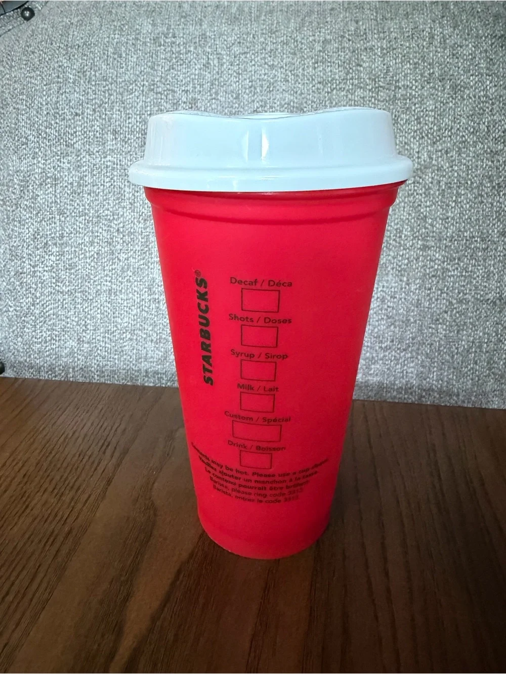 Starbucks Red Cup with White Lid and Green Logo